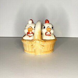 Vintage Chicks In Basket Salt & Pepper Shakers